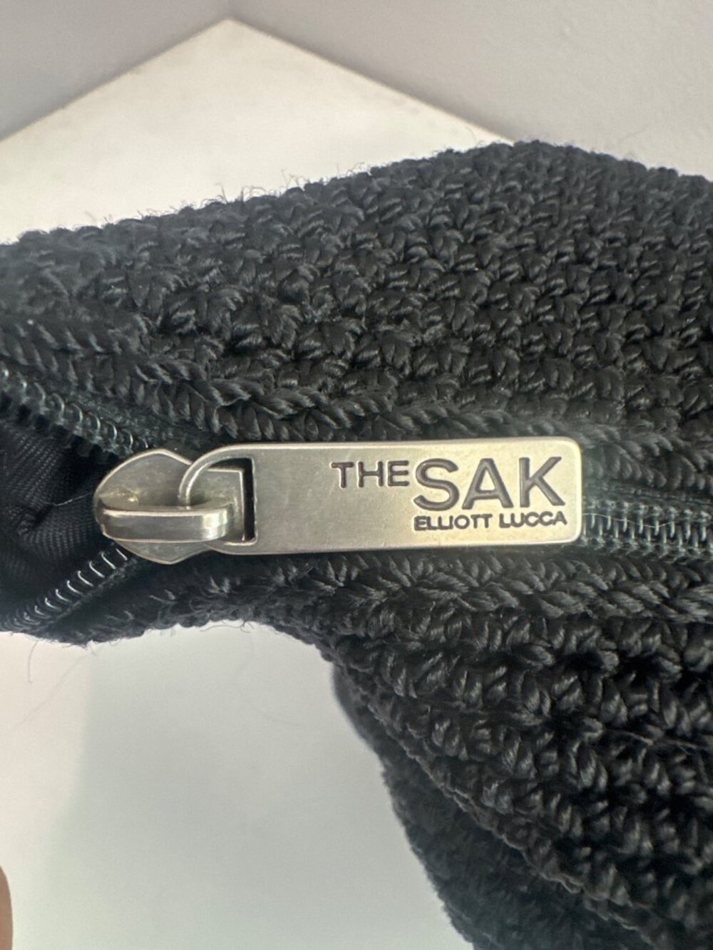 The Sak x Elliot Lucca Purse Black Crochet Shoulder Bag Boho Casual Zip-Top - Picture 3 of 15